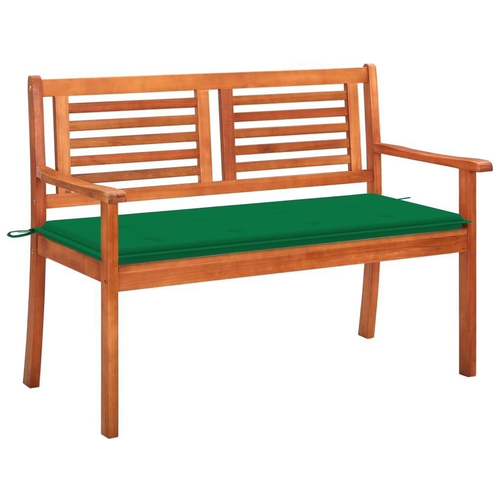 Banc de jardin 3 places avec coussin 150 cm bois d'eucalyptus massif