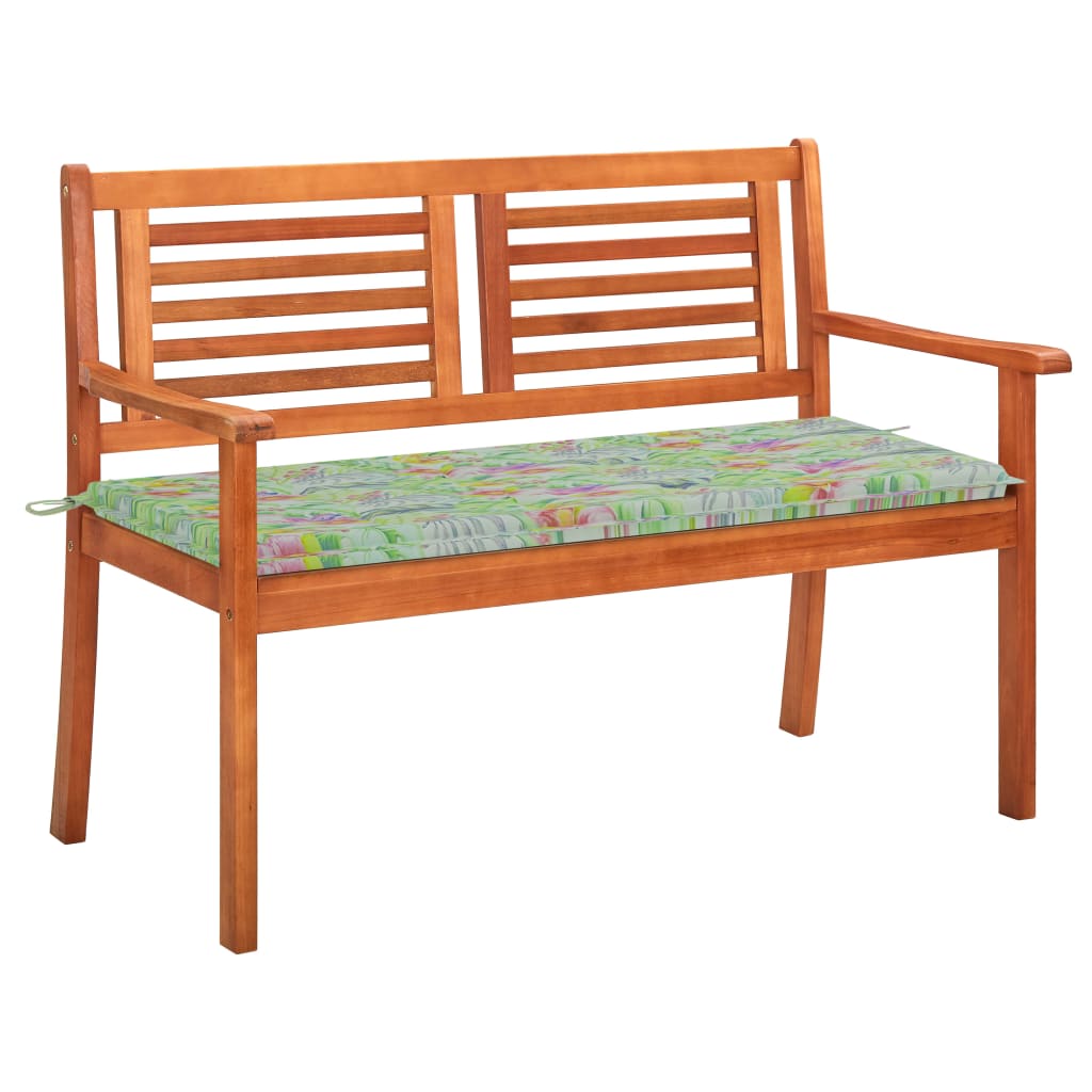 Banc de jardin 3 places avec coussin 150 cm bois d'eucalyptus massif