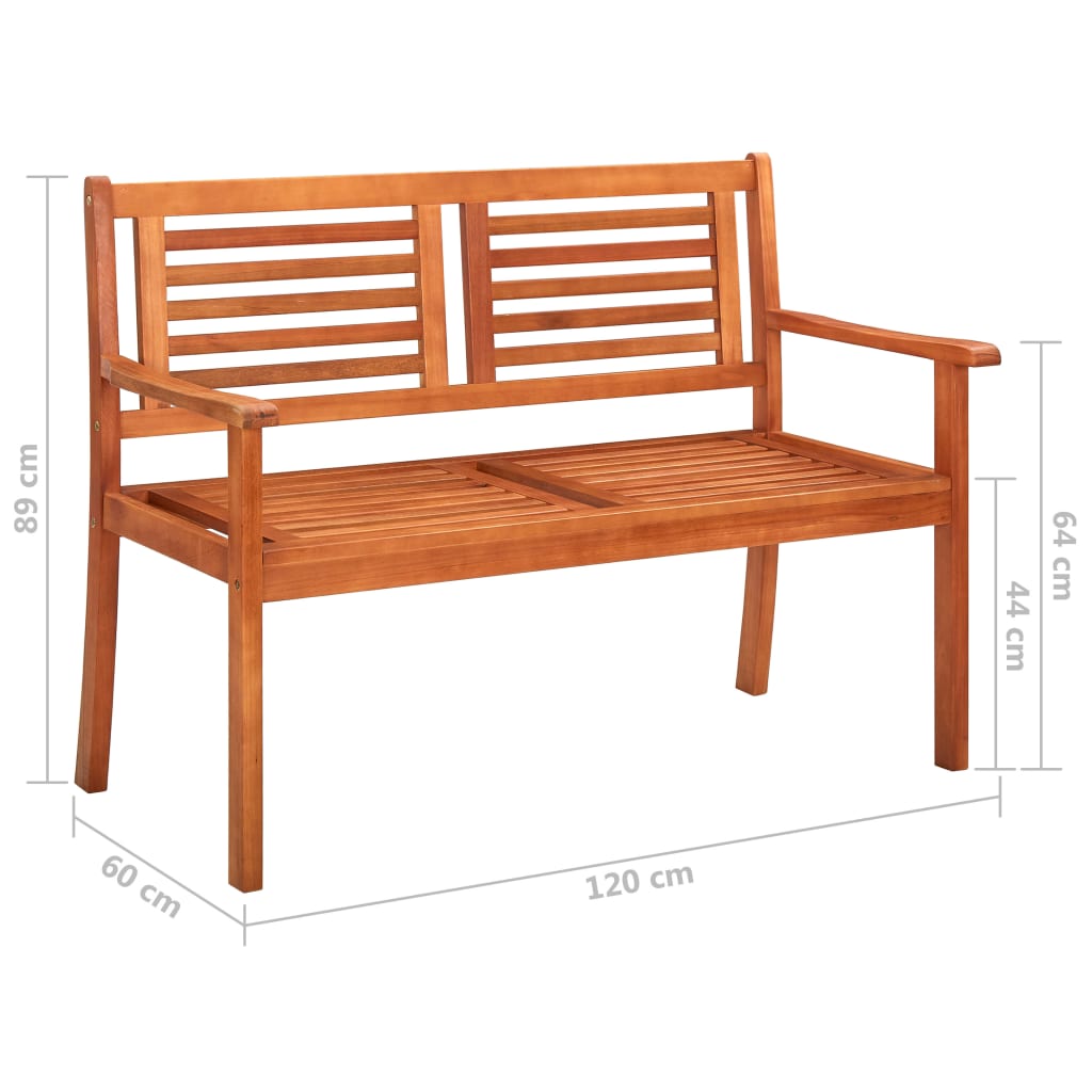 Banc de jardin 3 places avec coussin 150 cm bois d'eucalyptus massif