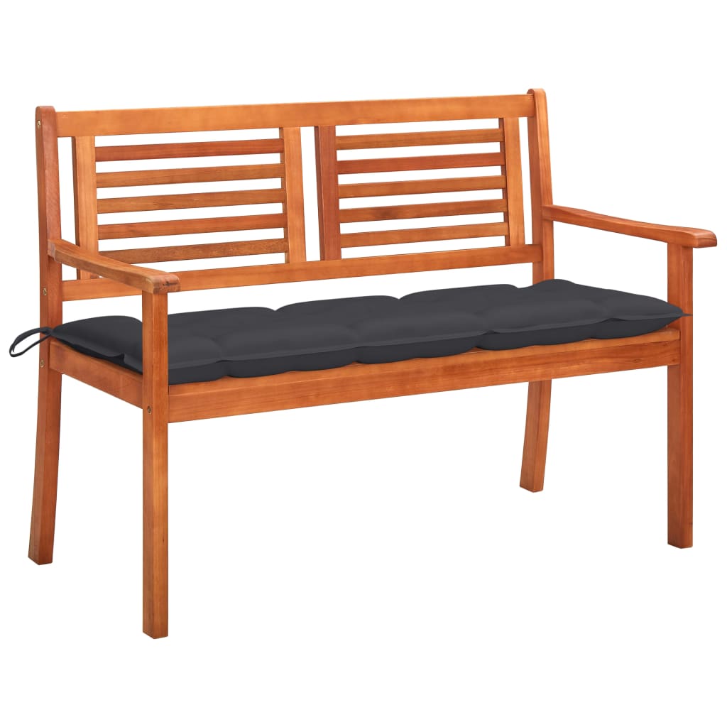 Banc de jardin 3 places avec coussin 150 cm bois d'eucalyptus massif