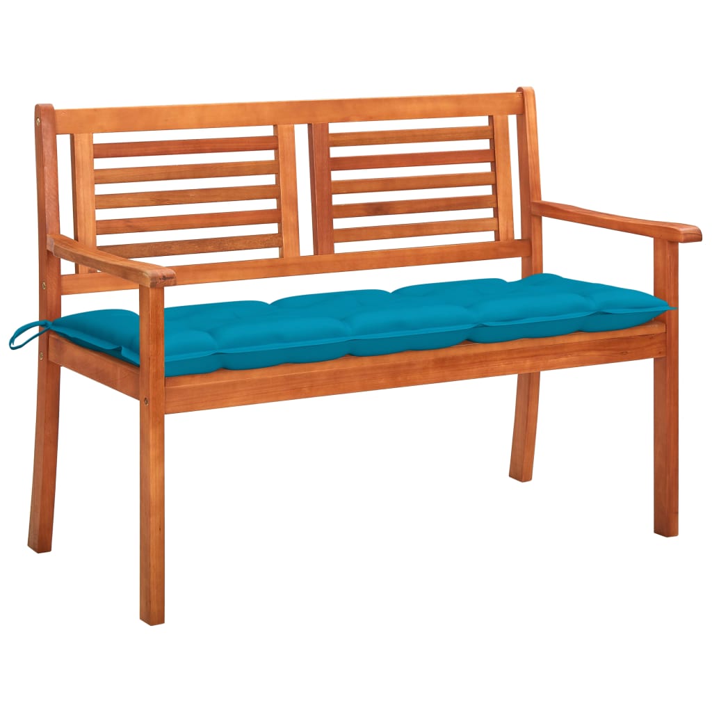 Banc de jardin 3 places avec coussin 150 cm bois d'eucalyptus massif