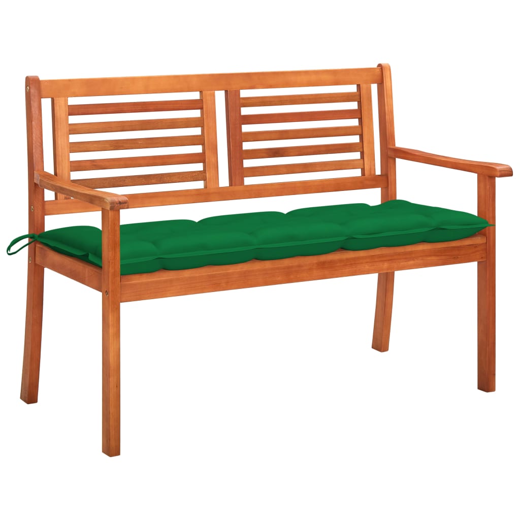 Banc de jardin 3 places avec coussin 150 cm bois d'eucalyptus massif