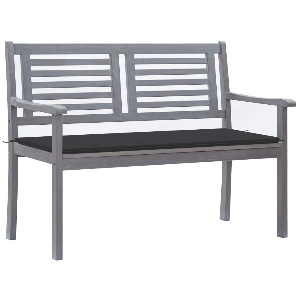 Banc de jardin 3 places avec coussin 150 cm bois d'eucalyptus