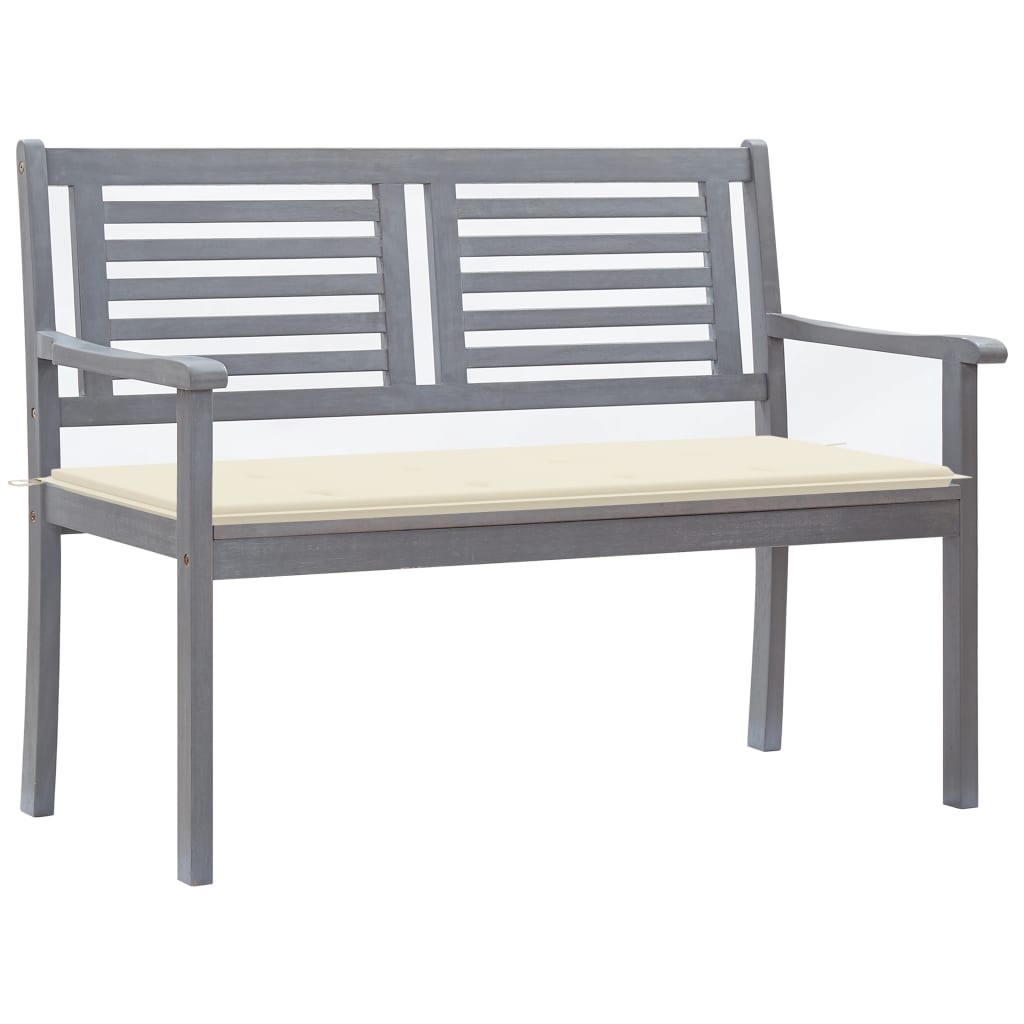 Banc de jardin 3 places avec coussin 150 cm bois d'eucalyptus