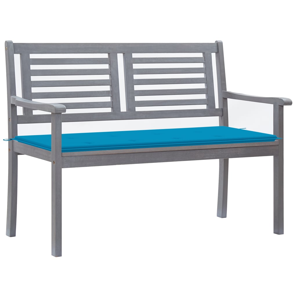 Banc de jardin 3 places avec coussin 150 cm bois d'eucalyptus