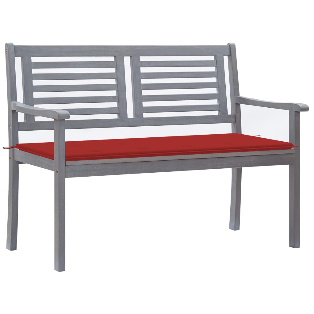 Banc de jardin 3 places avec coussin 150 cm bois d'eucalyptus