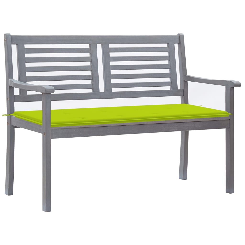 Banc de jardin 3 places avec coussin 150 cm bois d'eucalyptus