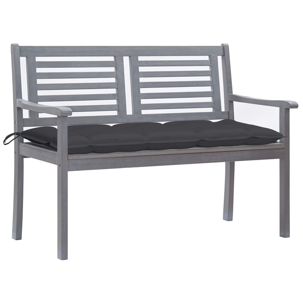 Banc de jardin 2 places avec coussin 120 cm bois d'eucalyptus