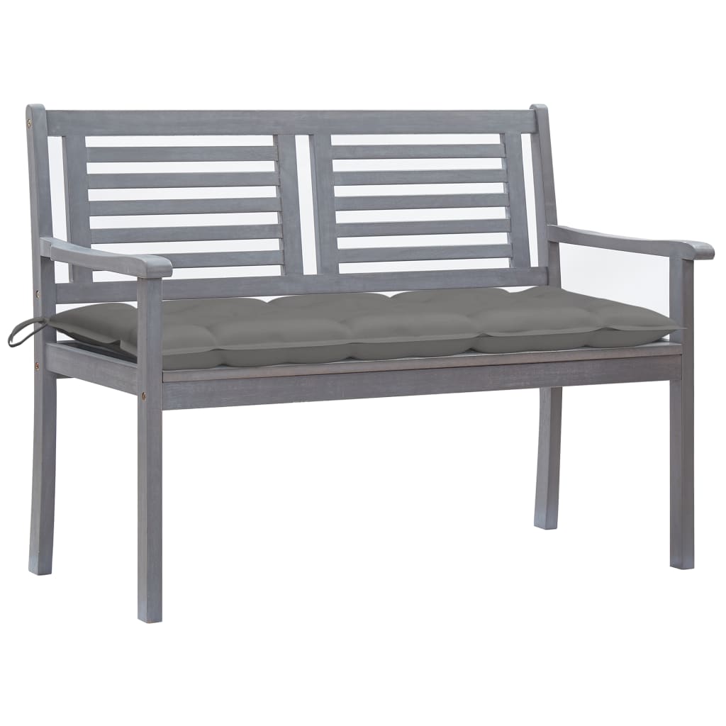 Banc de jardin 2 places avec coussin 120 cm bois d'eucalyptus