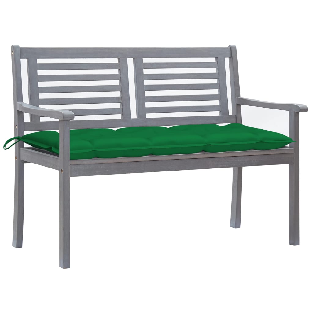 Banc de jardin 2 places avec coussin 120 cm bois d'eucalyptus