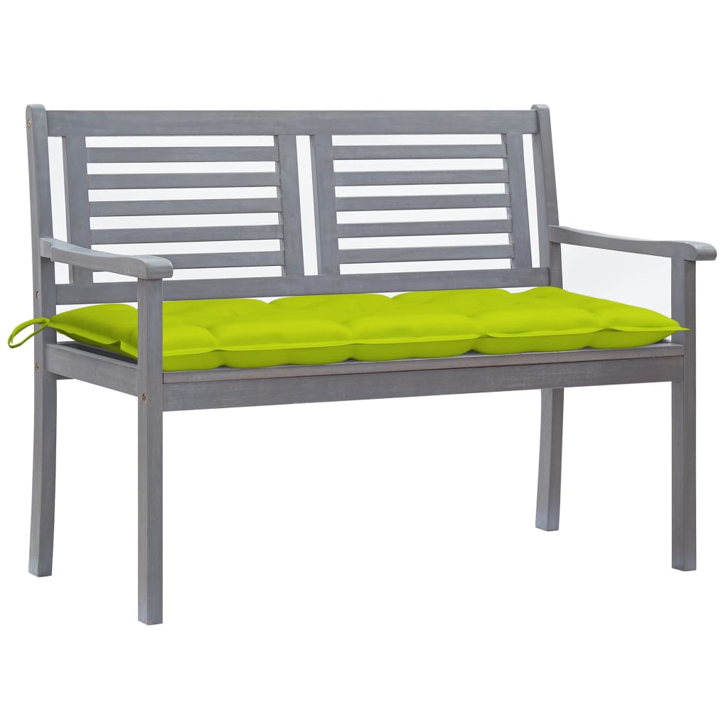 Banc de jardin 2 places avec coussin 120 cm bois d'eucalyptus