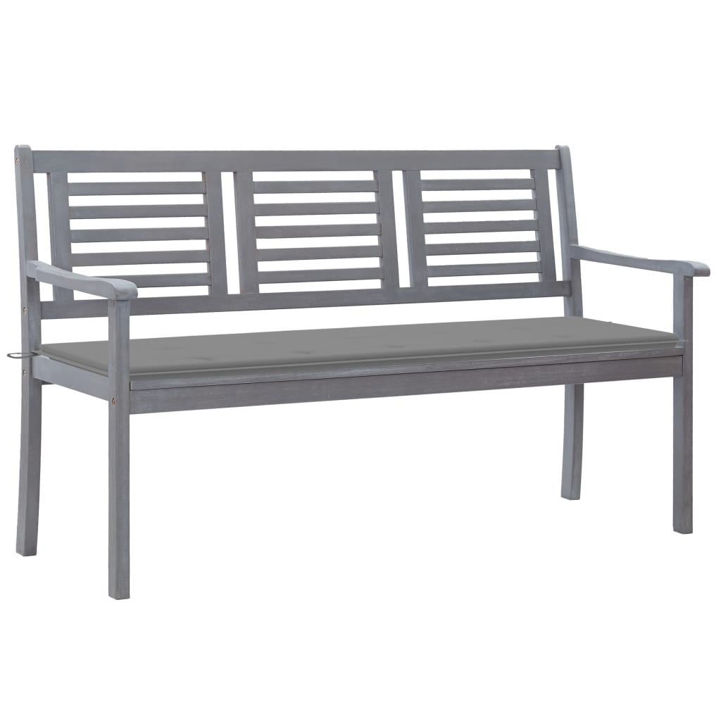 Banc de jardin 3 places avec coussin 150 cm bois d'eucalyptus