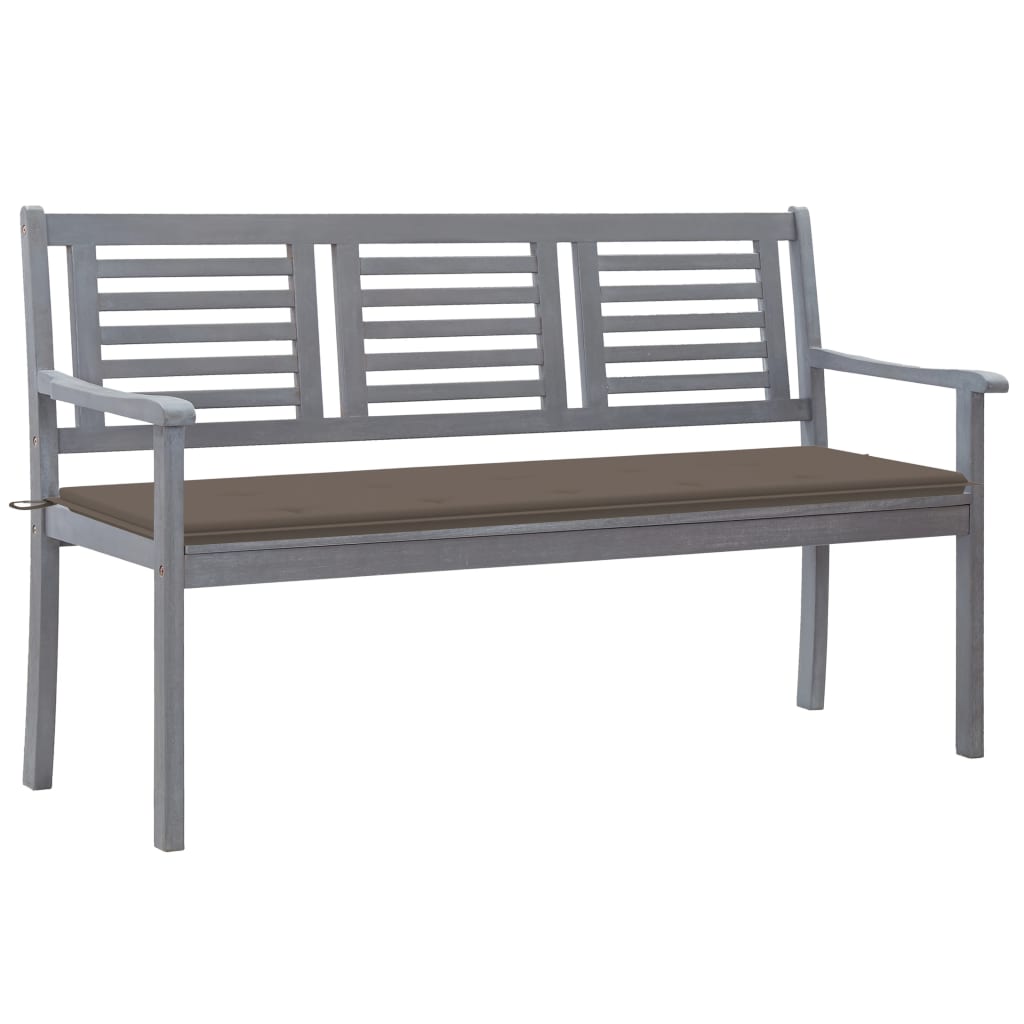 Banc de jardin 3 places avec coussin 150 cm bois d'eucalyptus