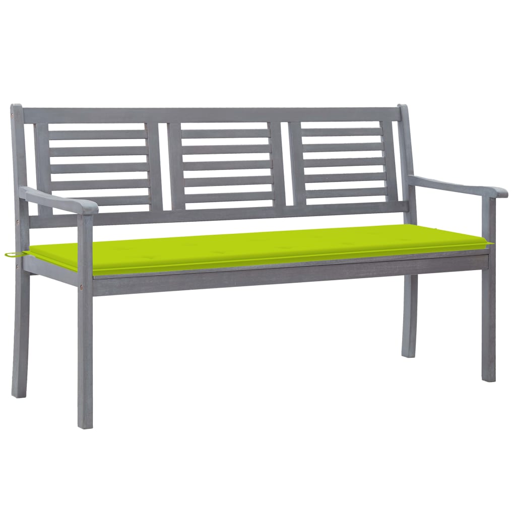 Banc de jardin 3 places avec coussin 150 cm bois d'eucalyptus