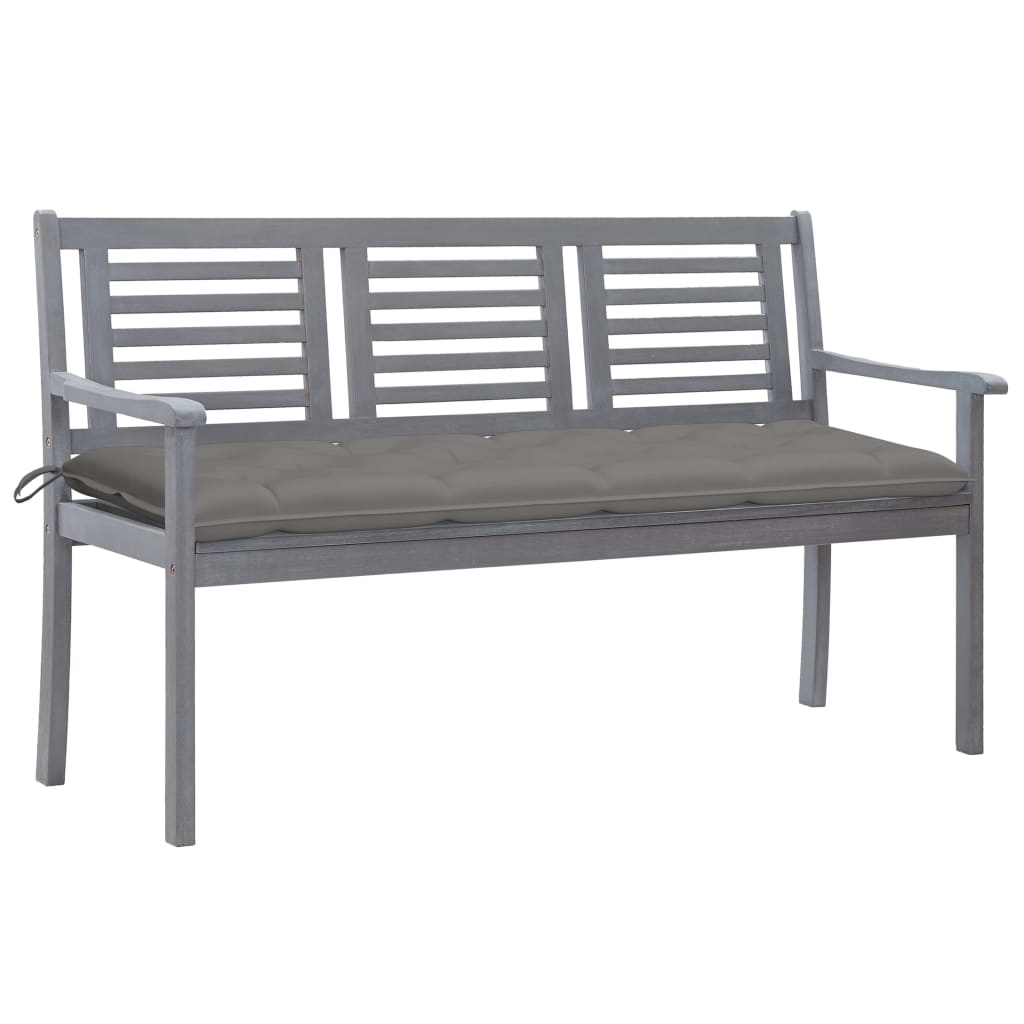 Banc de jardin 3 places avec coussin 150 cm bois d'eucalyptus