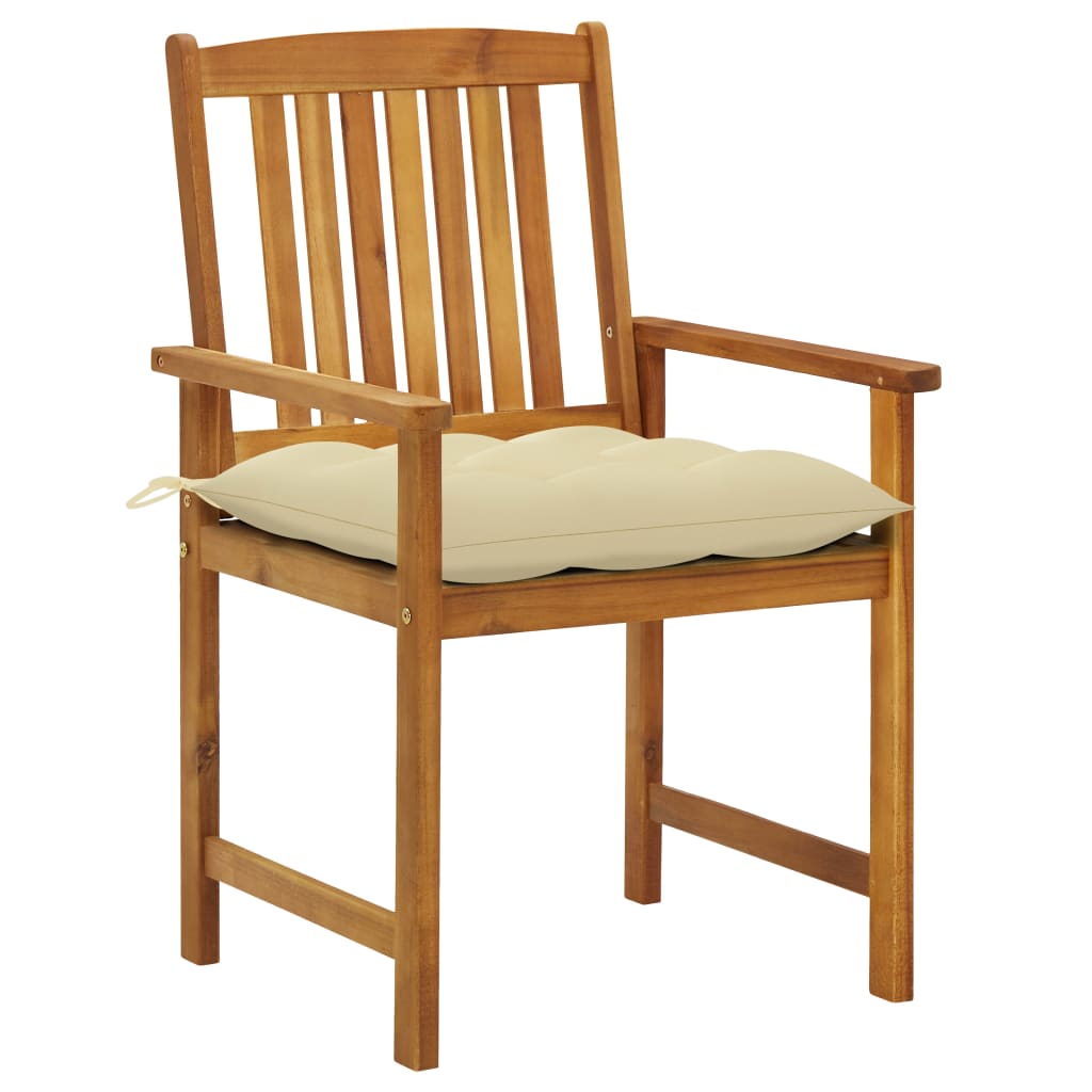 Chaises de jardin 8 pcs avec coussins en bois d'acacia massif