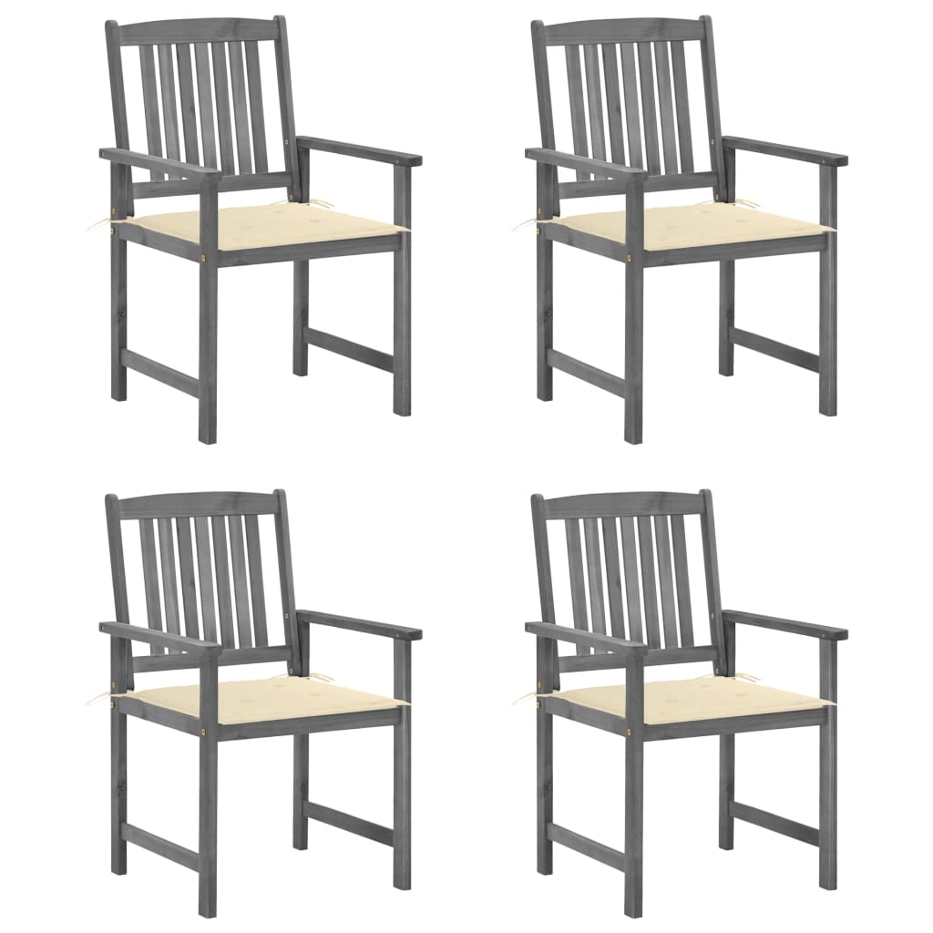 Chaises de jardin 4 pcs avec coussins en bois d'acacia massif