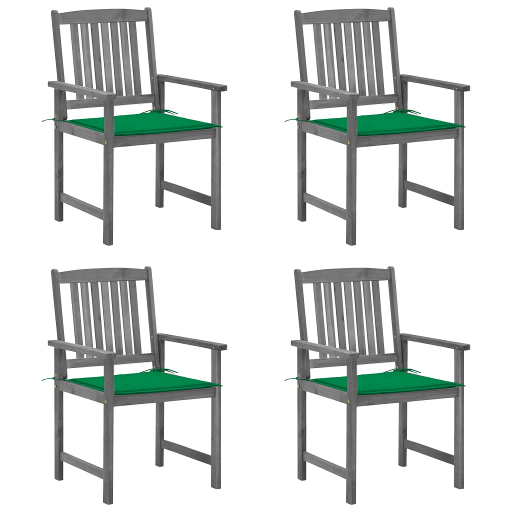 Chaises de jardin 4 pcs avec coussins en bois d'acacia massif