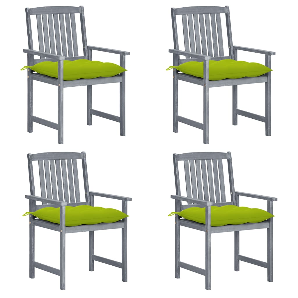 Chaises de jardin 4 pcs avec coussins en bois d'acacia massif