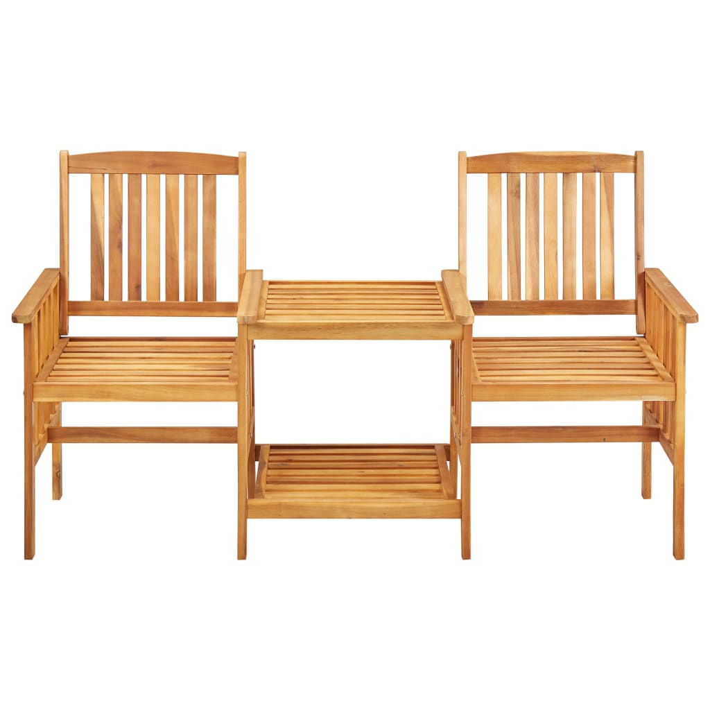 Chaises de jardin avec table et coussins en bois d'acacia massif