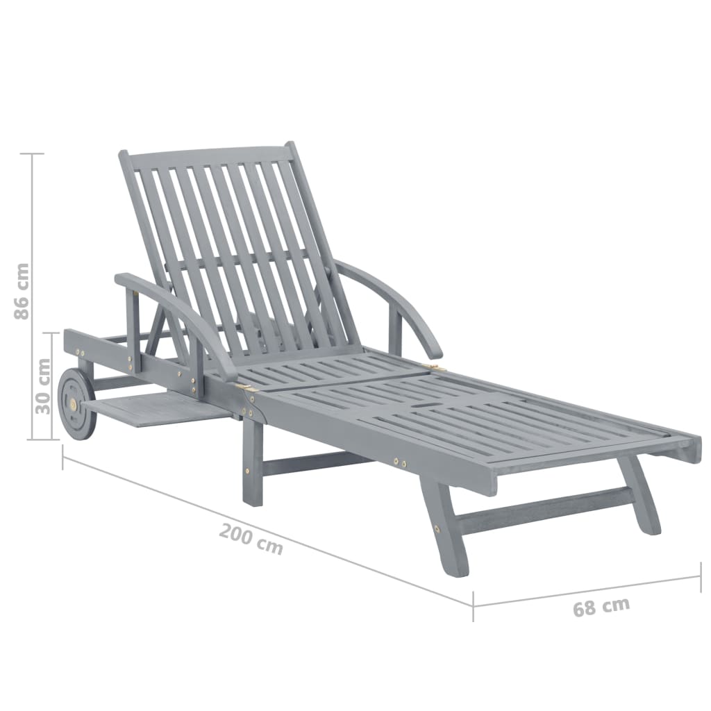 Bain de soleil avec coussin en bois d'acacia massif