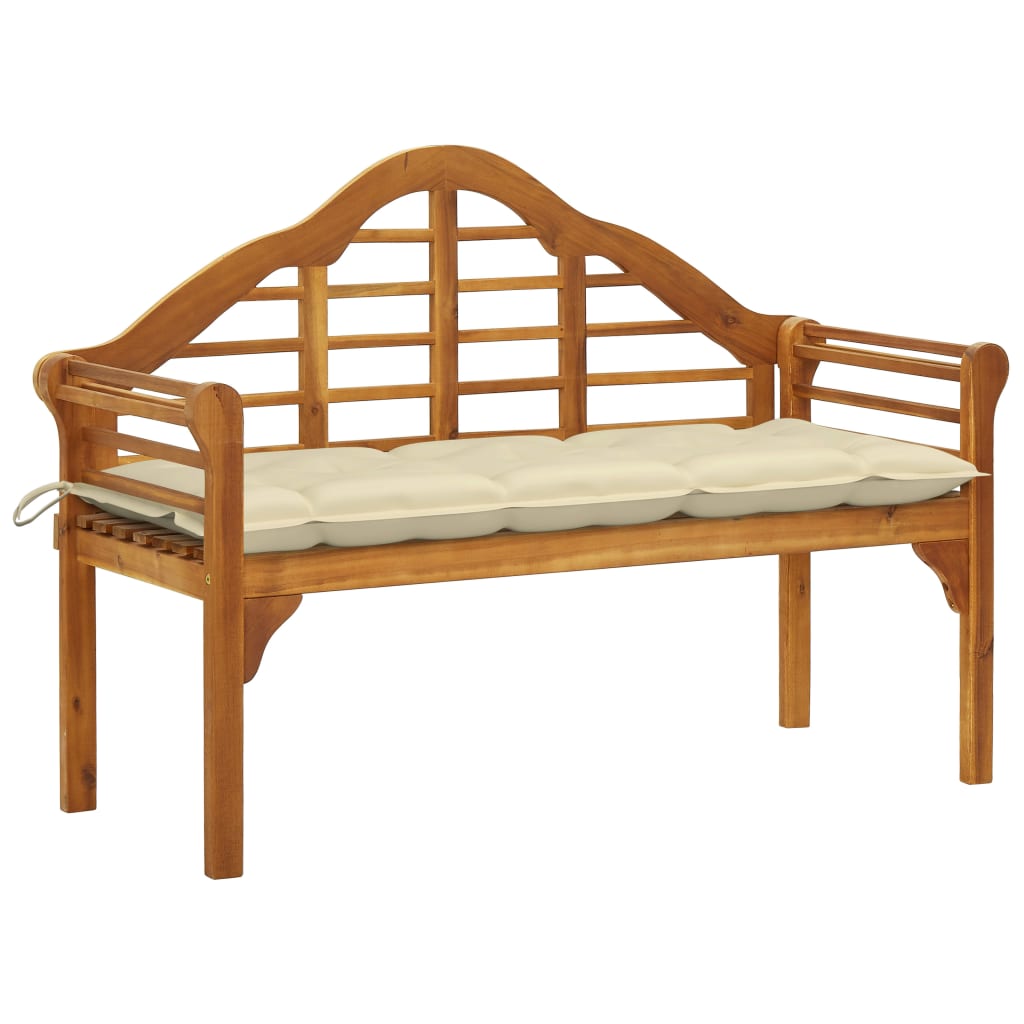 Banc de jardin avec coussin 135 cm en bois d'acacia massif