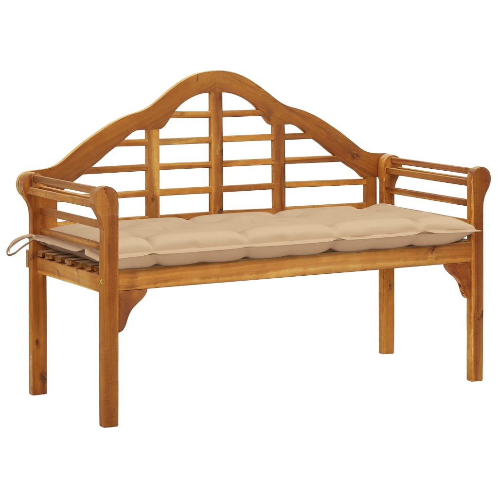 Banc de jardin avec coussin 135 cm en bois d'acacia massif