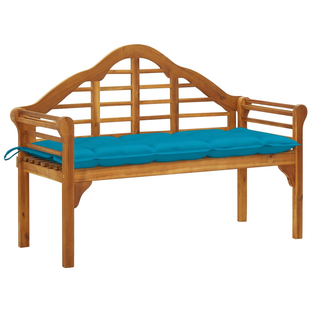 Banc de jardin avec coussin 135 cm en bois d'acacia massif