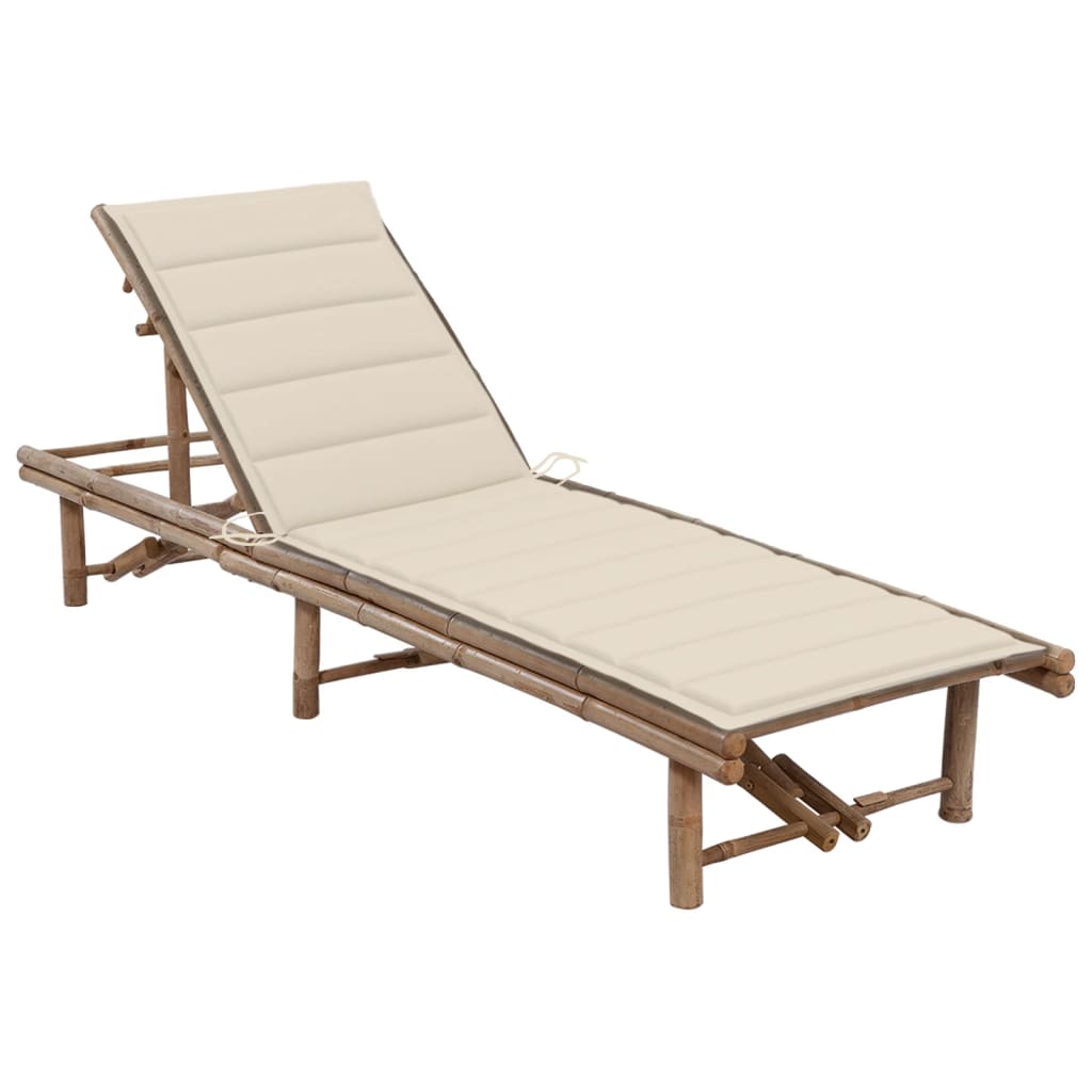 Chaise longue avec coussin en bambou