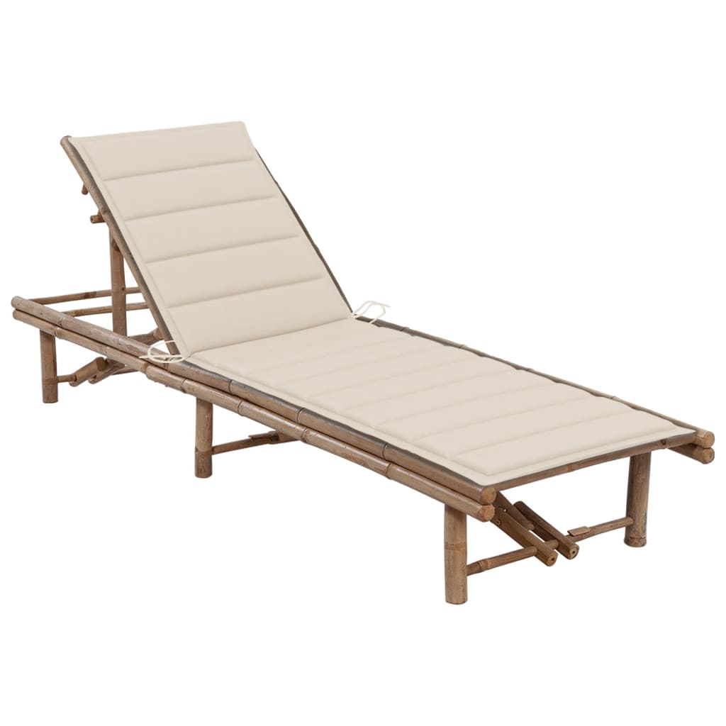 Chaise longue avec coussin en bambou