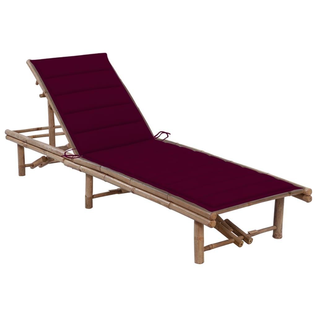 Chaise longue avec coussin en bambou