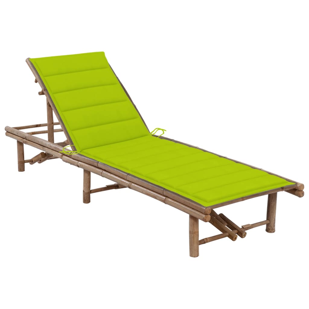 Chaise longue avec coussin en bambou