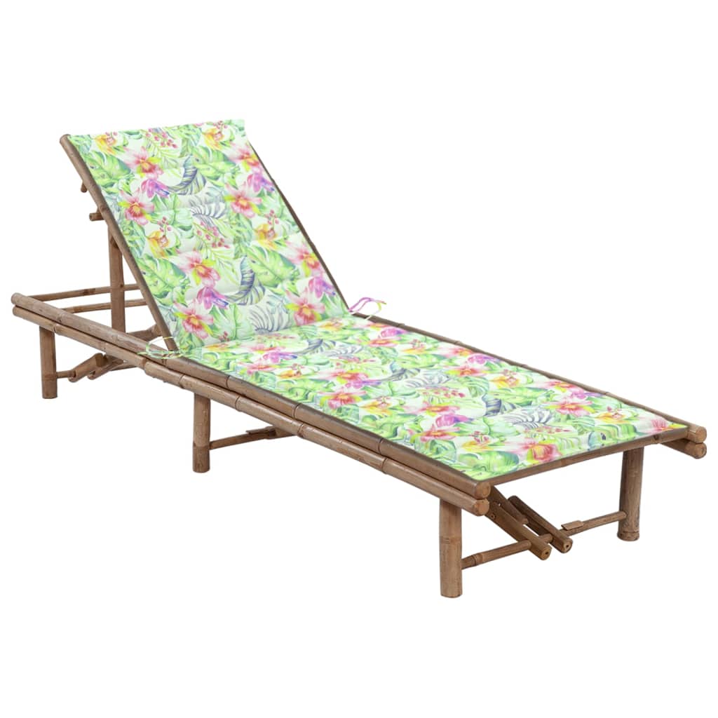 Chaise longue avec coussin en bambou