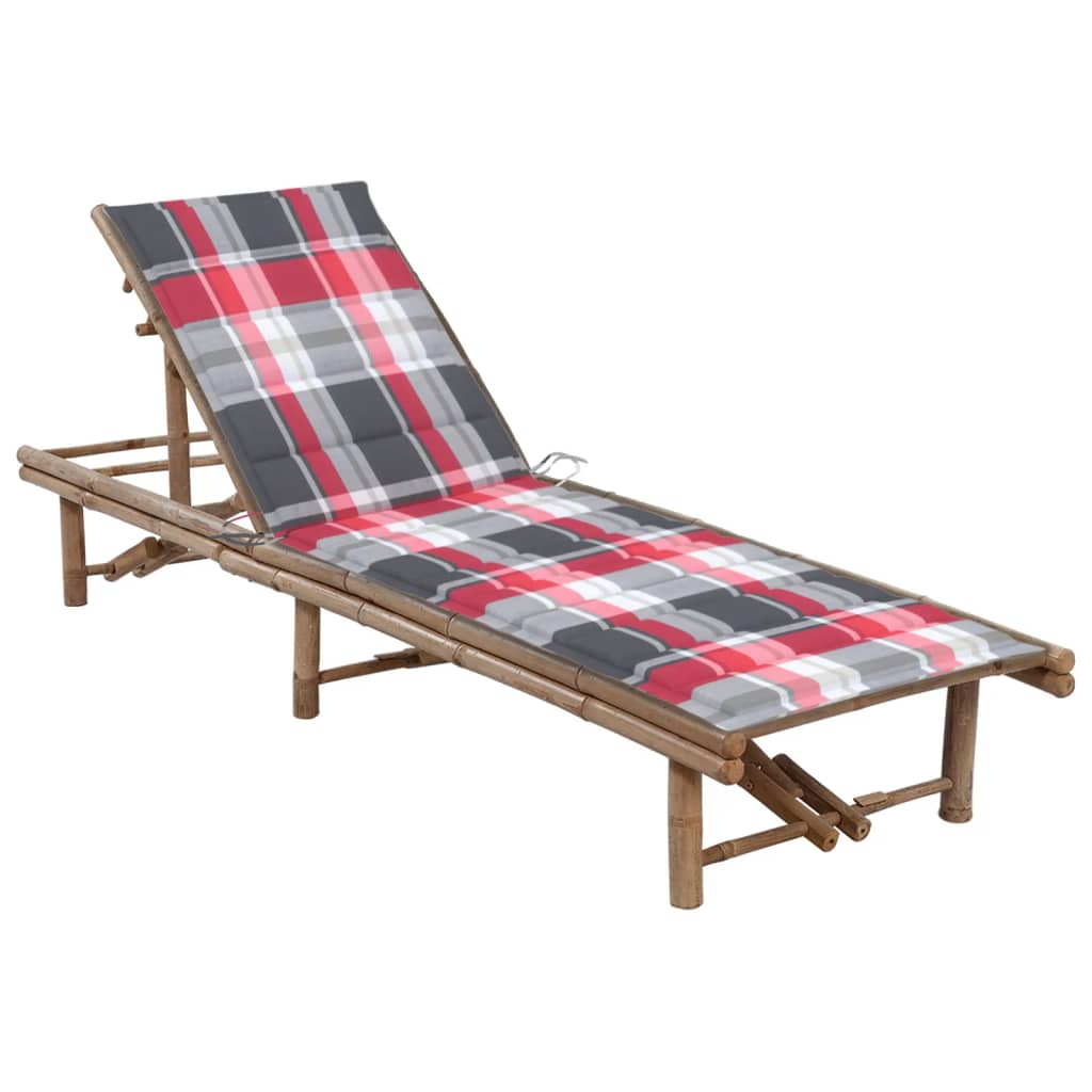 Chaise longue avec coussin en bambou