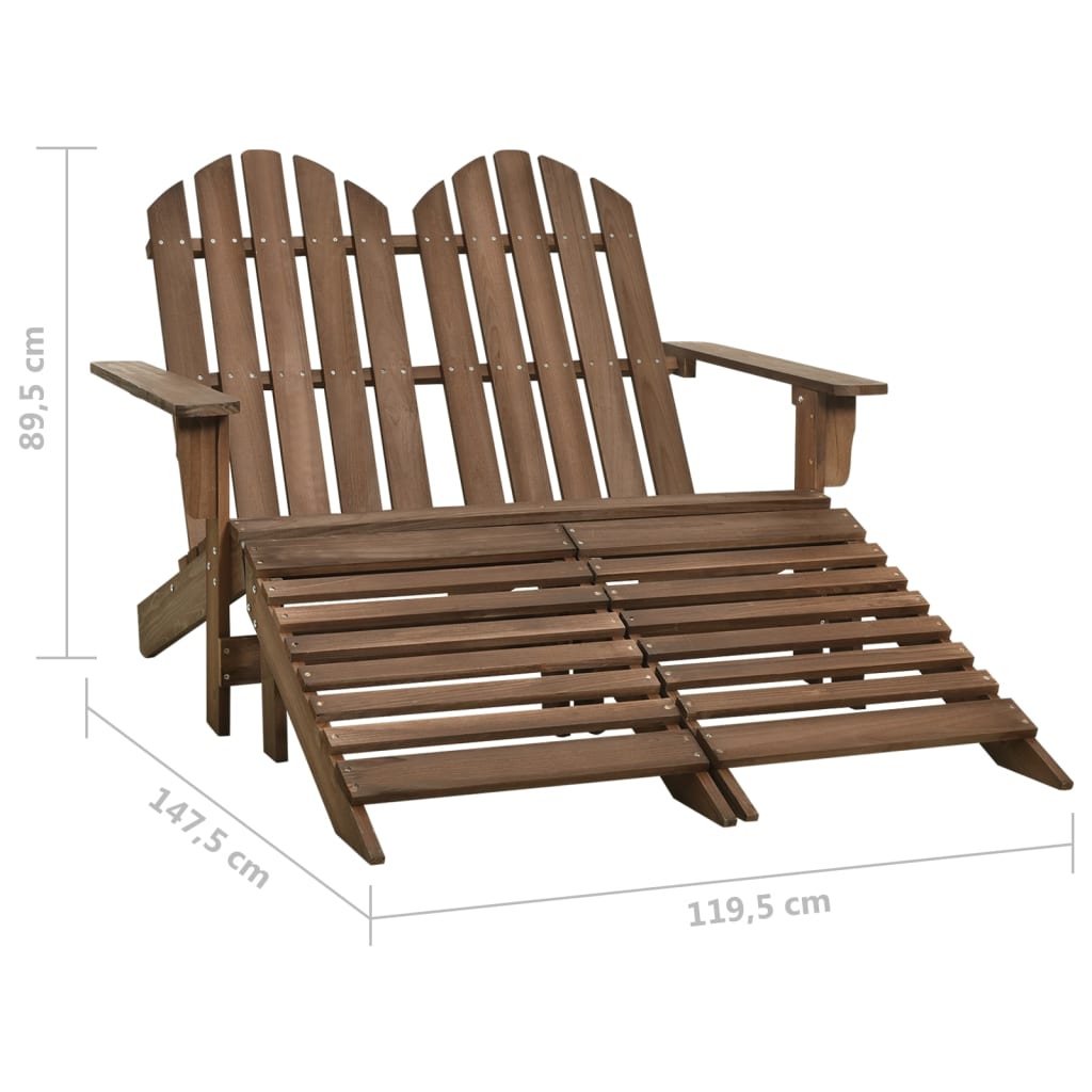 Tuinstoel 2-zits Adirondack met voetenbank vurenhout