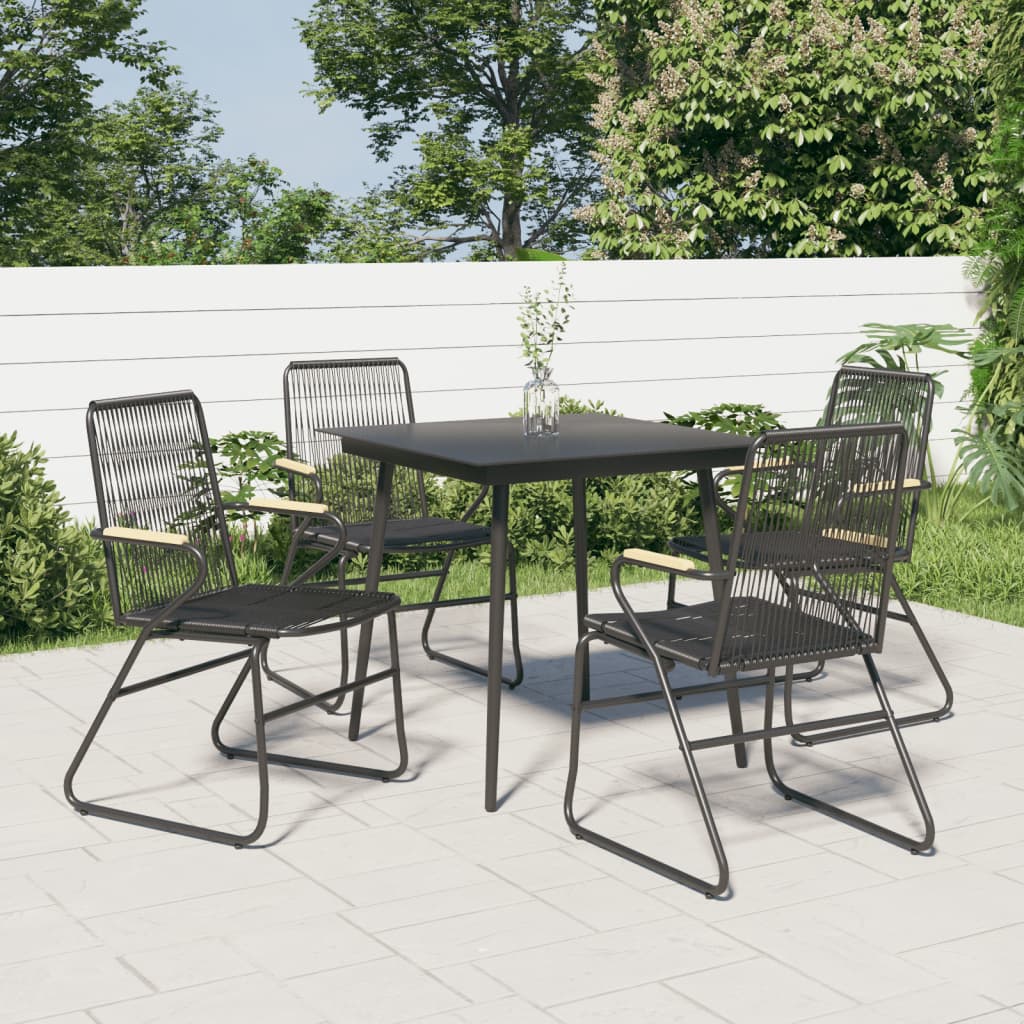 5-delige Tuinset PVC-rattan zwart