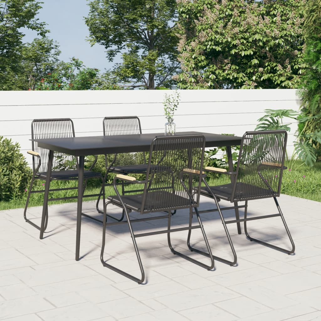 5-delige Tuinset PVC-rattan zwart