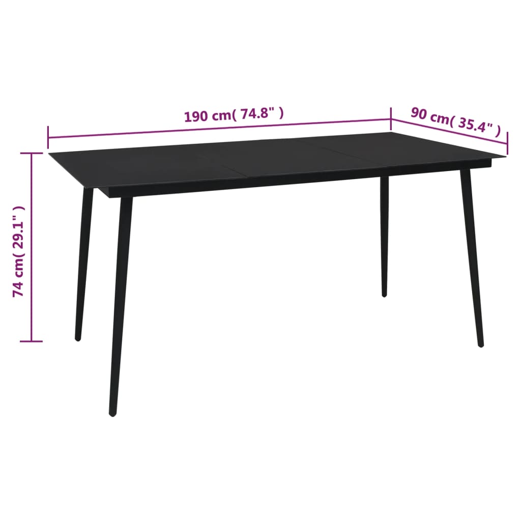 7-delige Tuinset PVC-rattan zwart