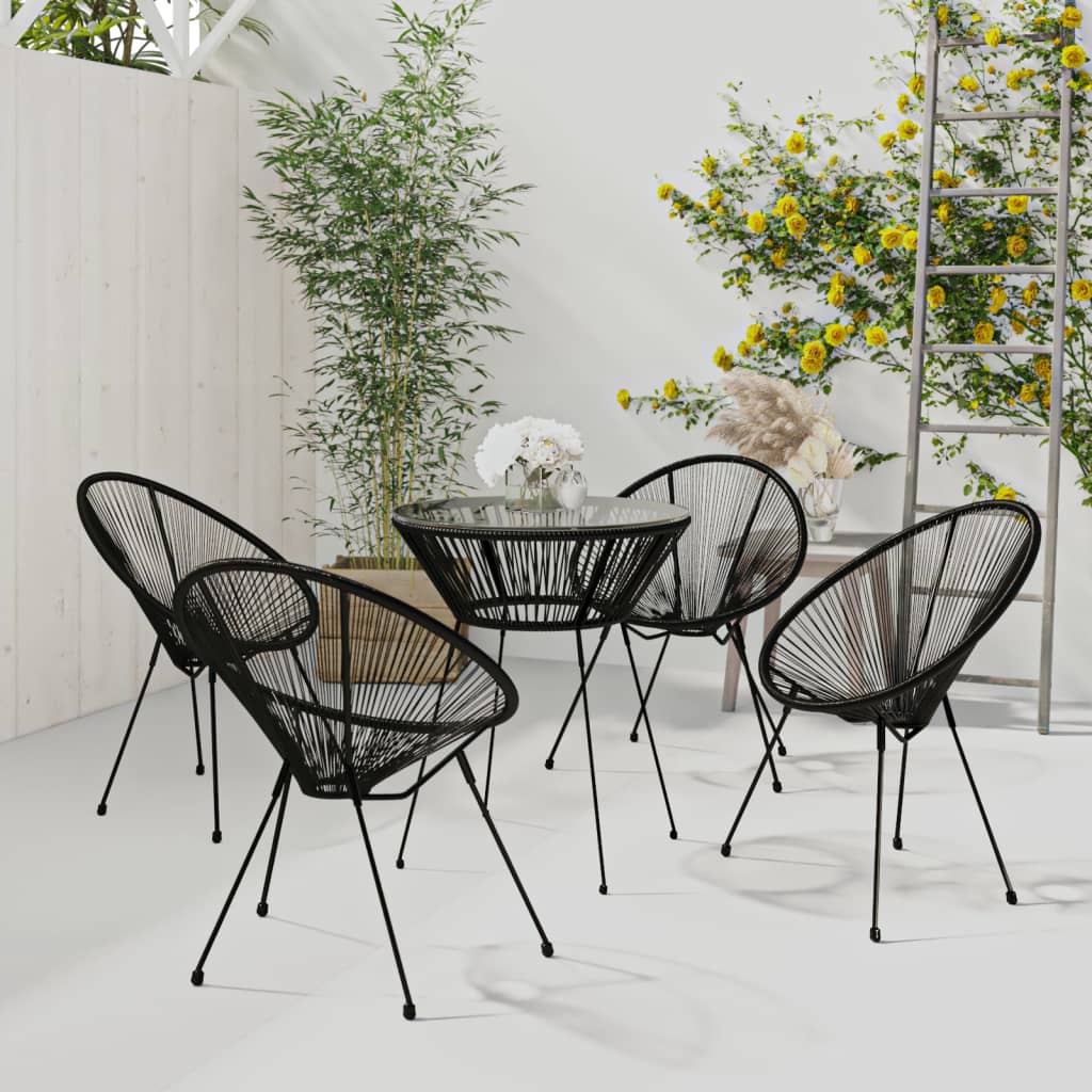 3-delige Tuinset PVC-rattan zwart