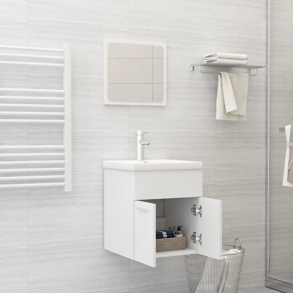 Ensemble de meubles de salle de bain 2 pièces, bois fini, gris brillant