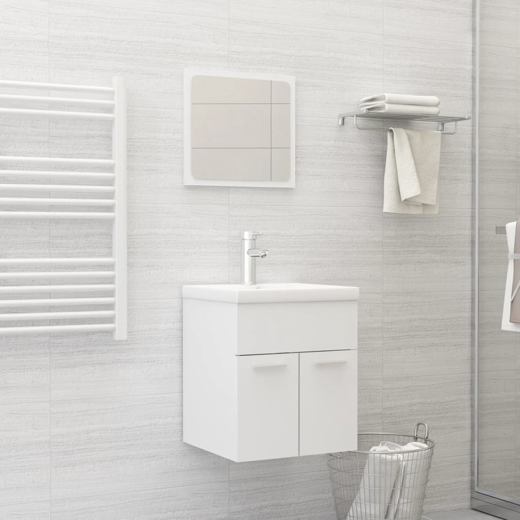 Ensemble de meubles de salle de bain 2 pièces, bois fini, gris brillant