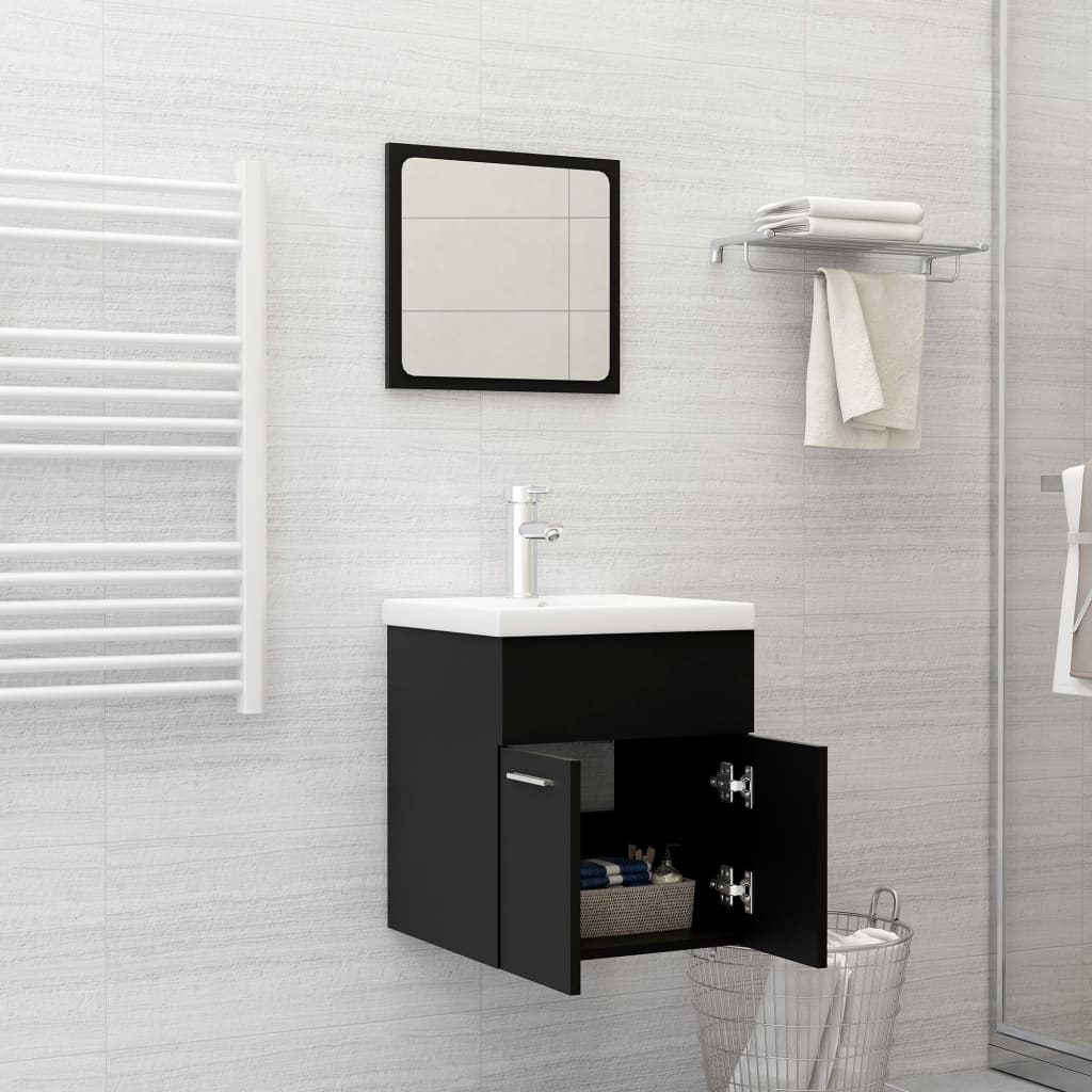 Ensemble de meubles de salle de bain 2 pièces, bois fini, gris brillant