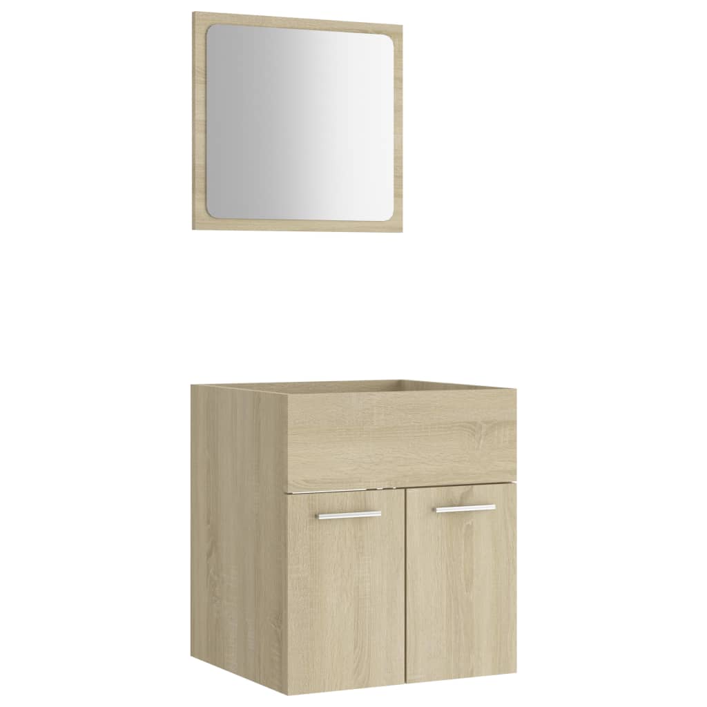 Ensemble de meubles de salle de bain 2 pièces, bois fini, gris brillant