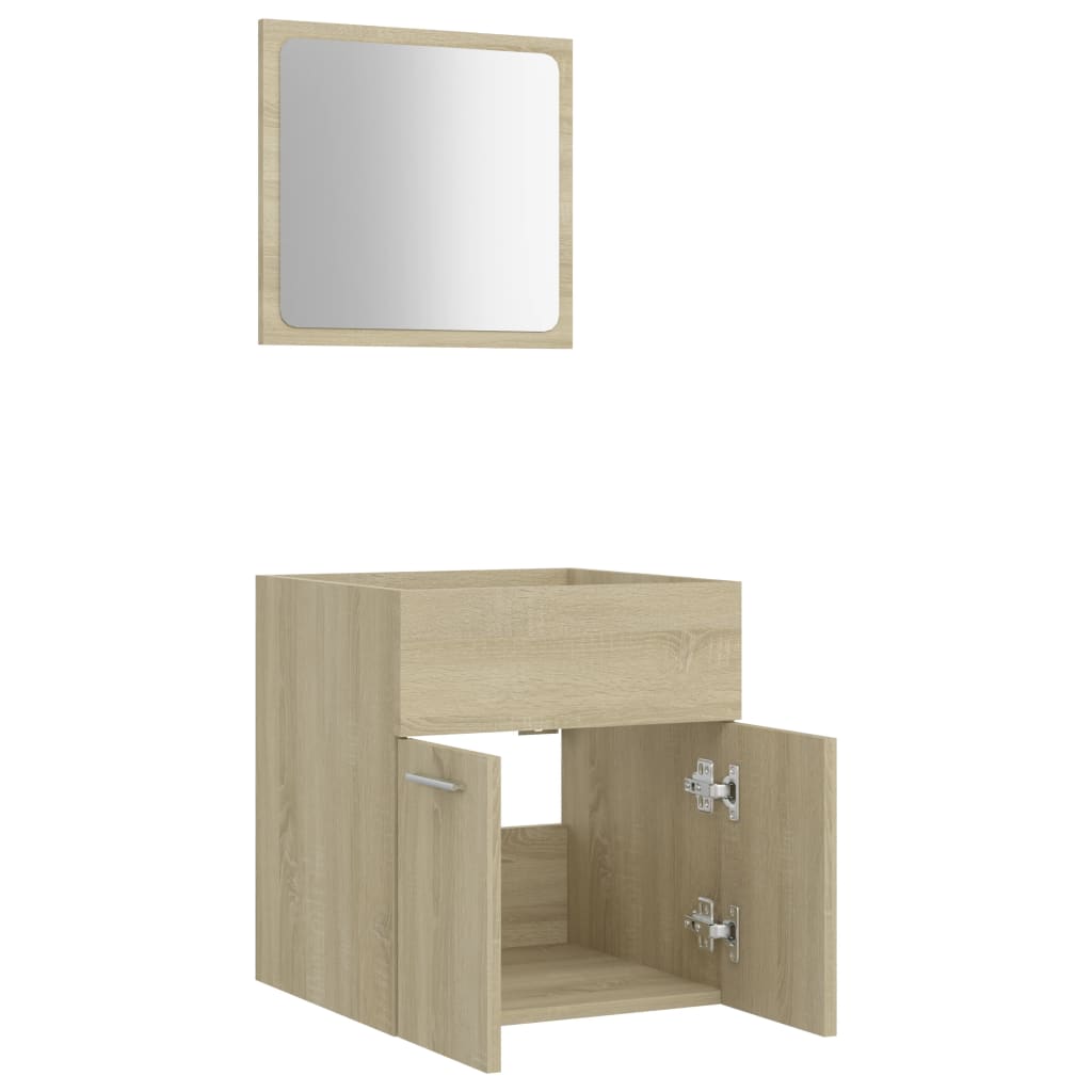 Ensemble de meubles de salle de bain 2 pièces, bois fini, gris brillant