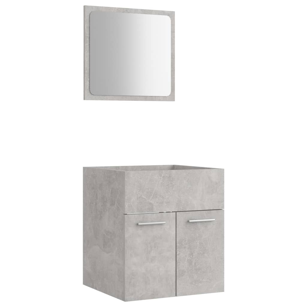 Ensemble de meubles de salle de bain 2 pièces, bois fini, gris brillant