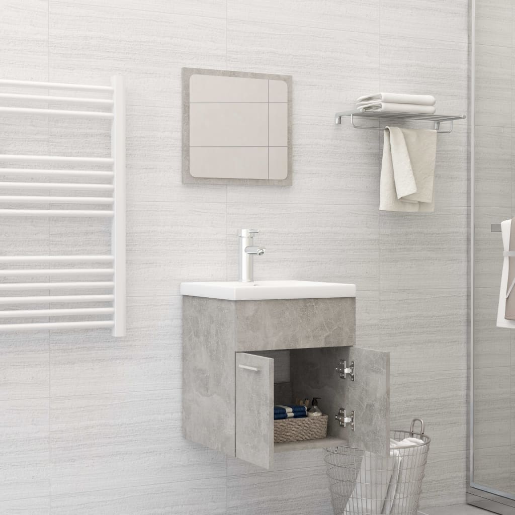 Ensemble de meubles de salle de bain 2 pièces, bois fini, gris brillant