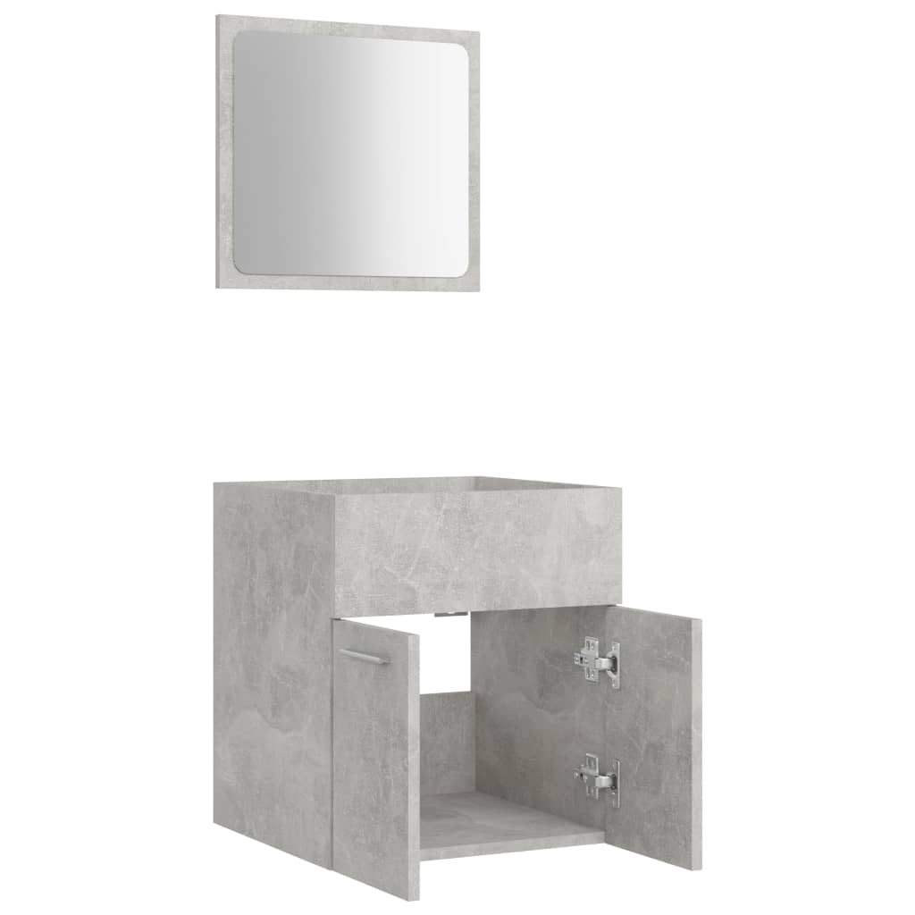 Ensemble de meubles de salle de bain 2 pièces, bois fini, gris brillant