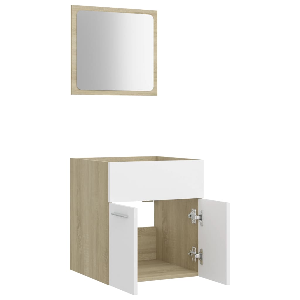 Ensemble de meubles de salle de bain 2 pièces, bois fini, gris brillant