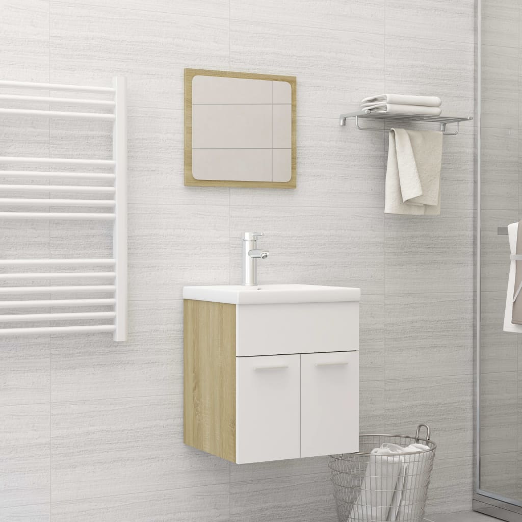 Ensemble de meubles de salle de bain 2 pièces, bois fini, gris brillant