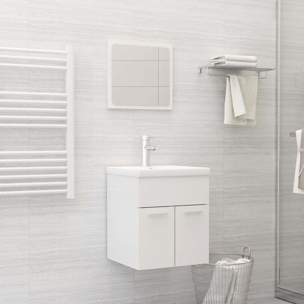 Ensemble de meubles de salle de bain 2 pièces, bois fini, gris brillant